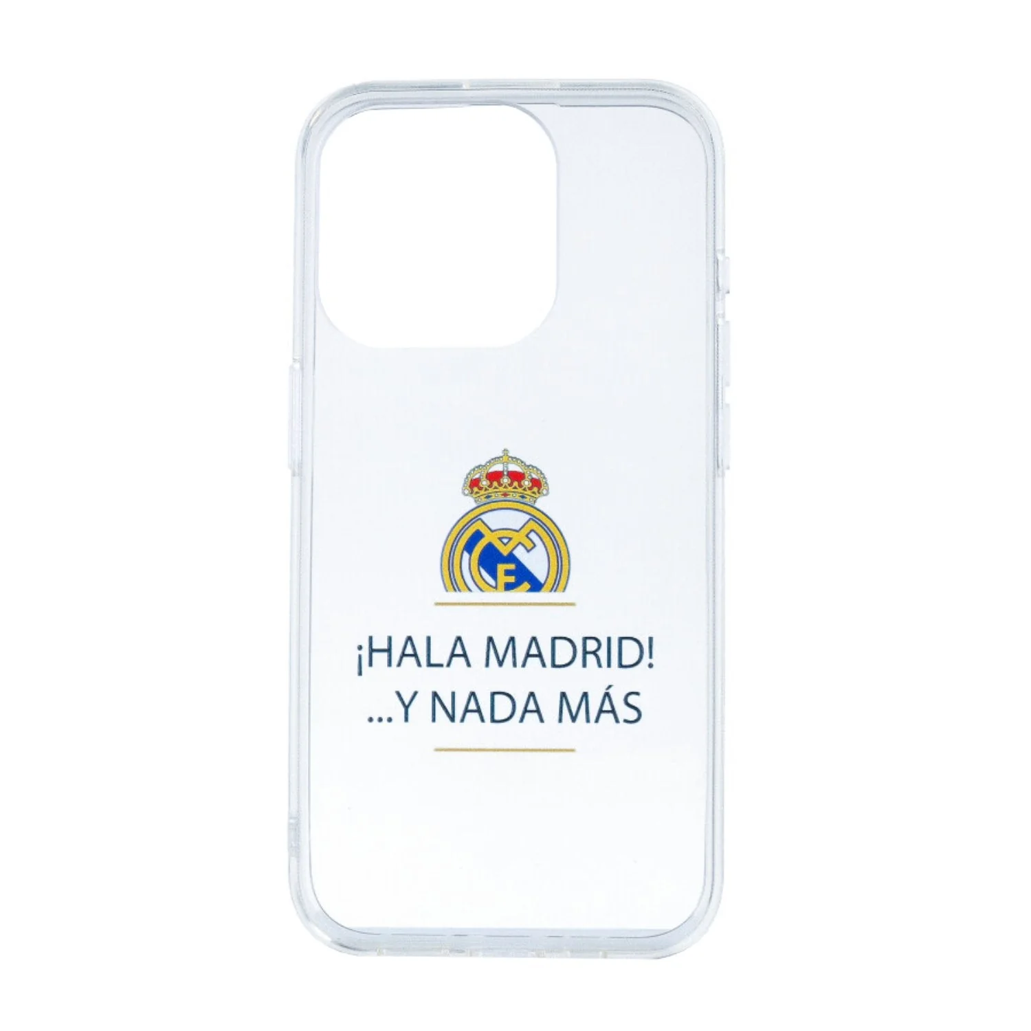 Real Madrid Transparent iPhone 15 Pro Case “¡Hala Madrid!”