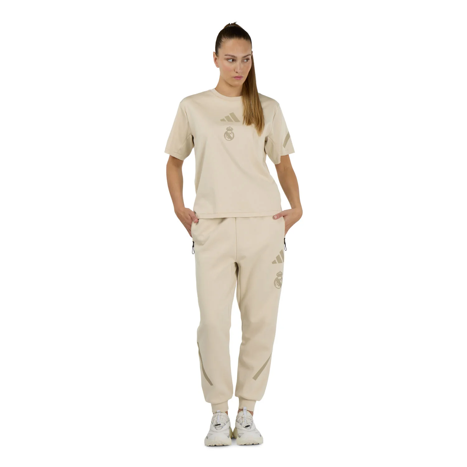 Womens adidas Real Urban Z.N.E. T-Shirt Beige - Image 3