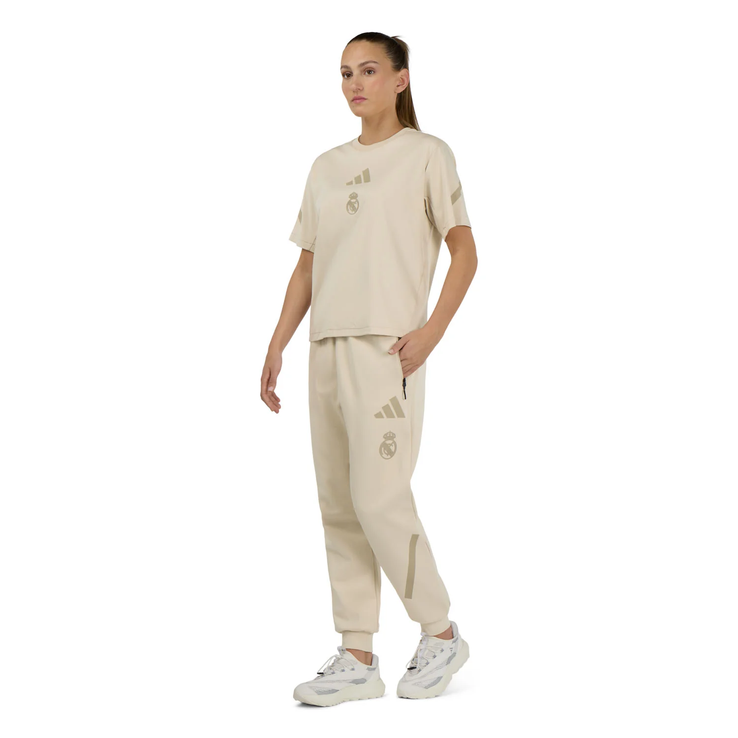 Womens adidas Real Urban Z.N.E. T-Shirt Beige - Image 4