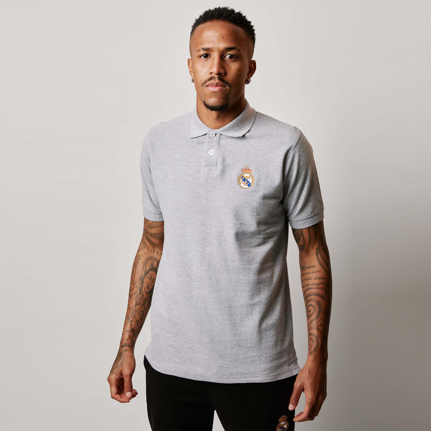 Mens Essentials Color Crest Polo Light Grey - Image 2