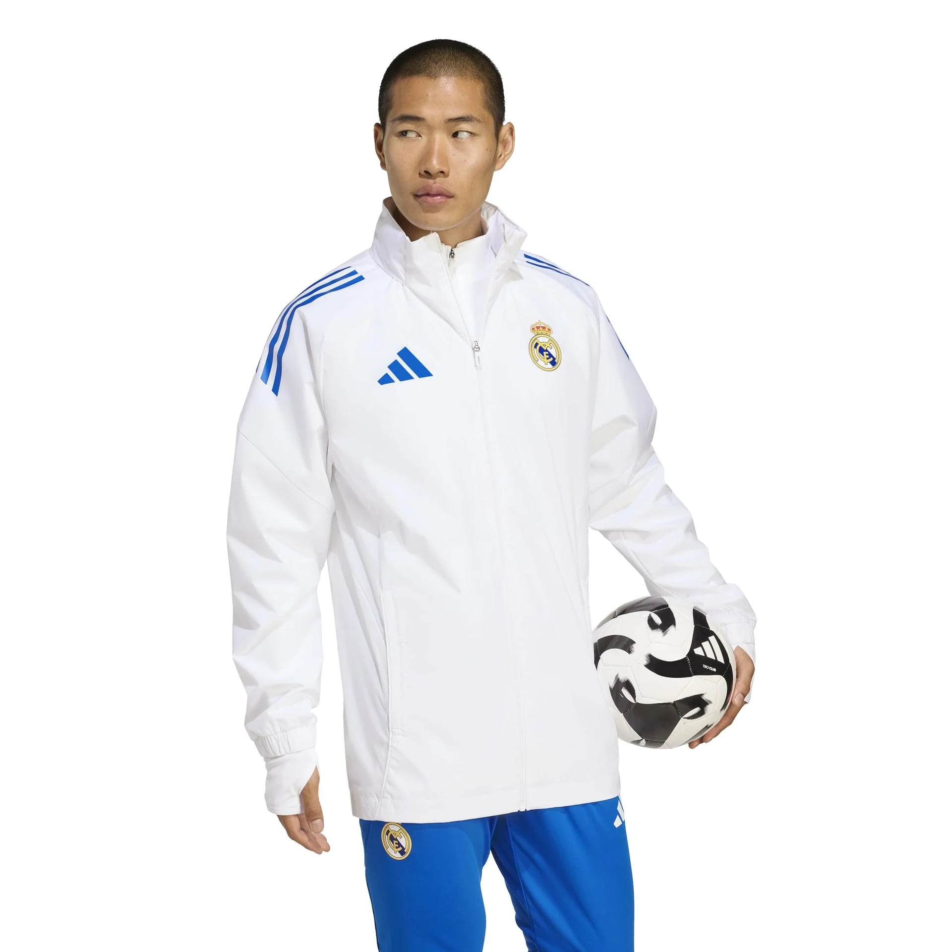 Mens adidas UCL Training All Weather Jacket 25/26 White - Image 2