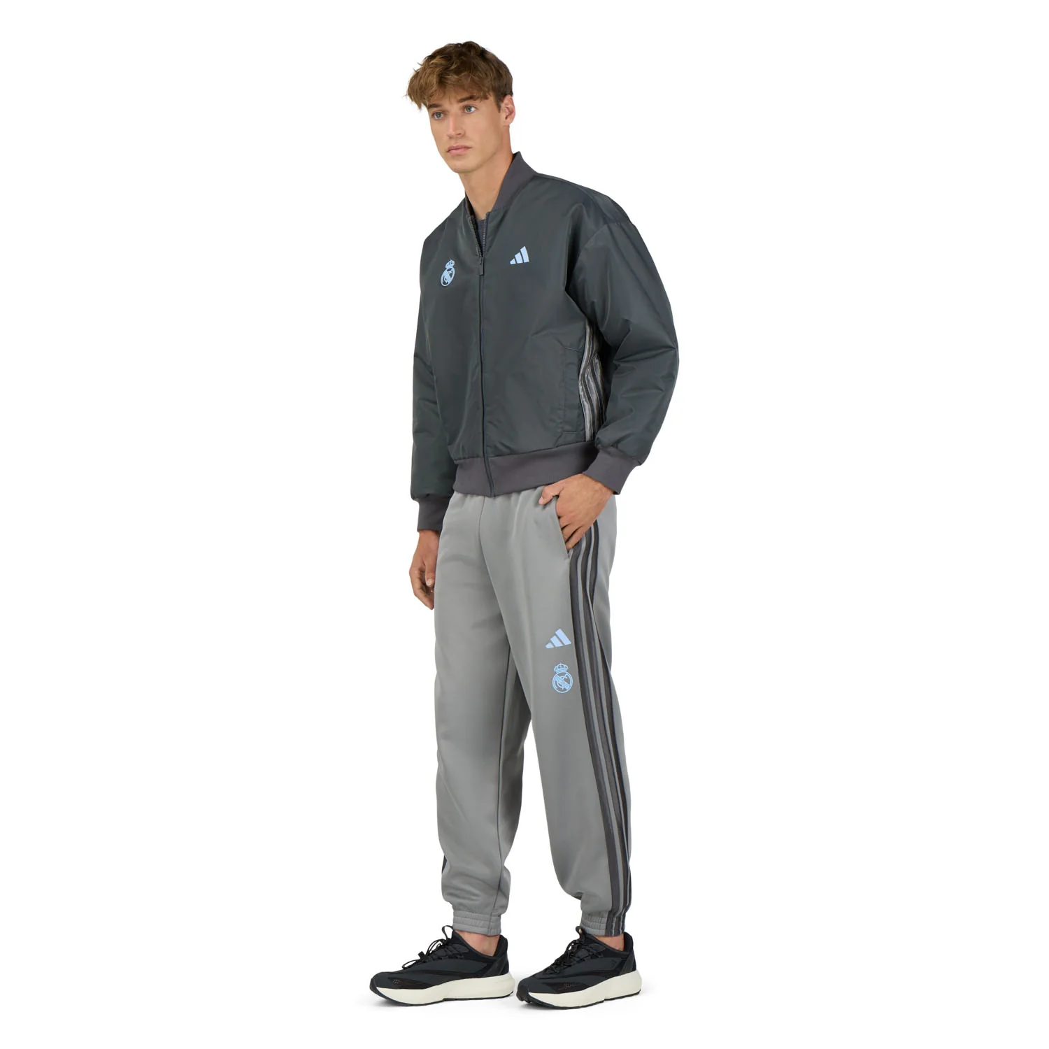 Mens adidas Stadium Bomber Grey - Image 3