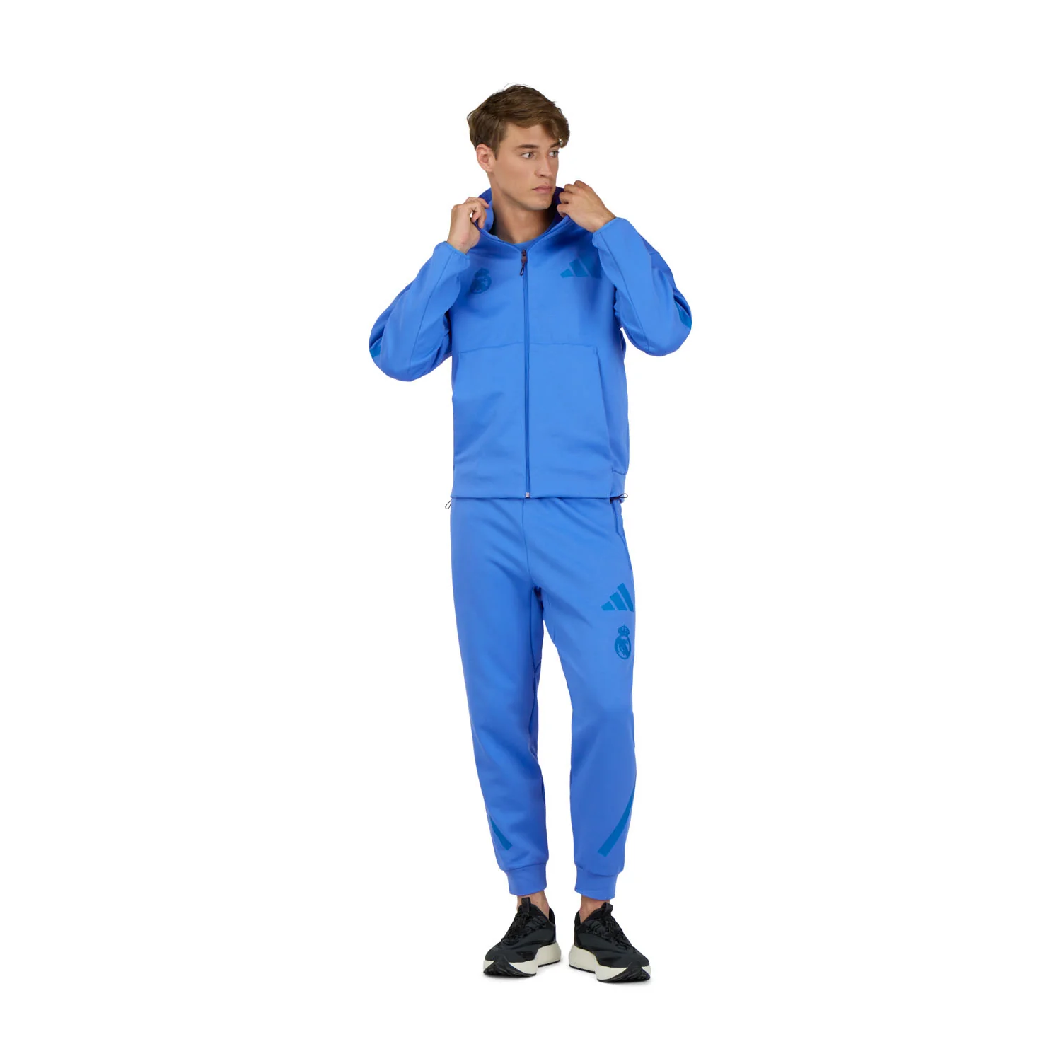 Mens adidas Real Urban Z.N.E. Full Zip Hoodie Blue - Image 3