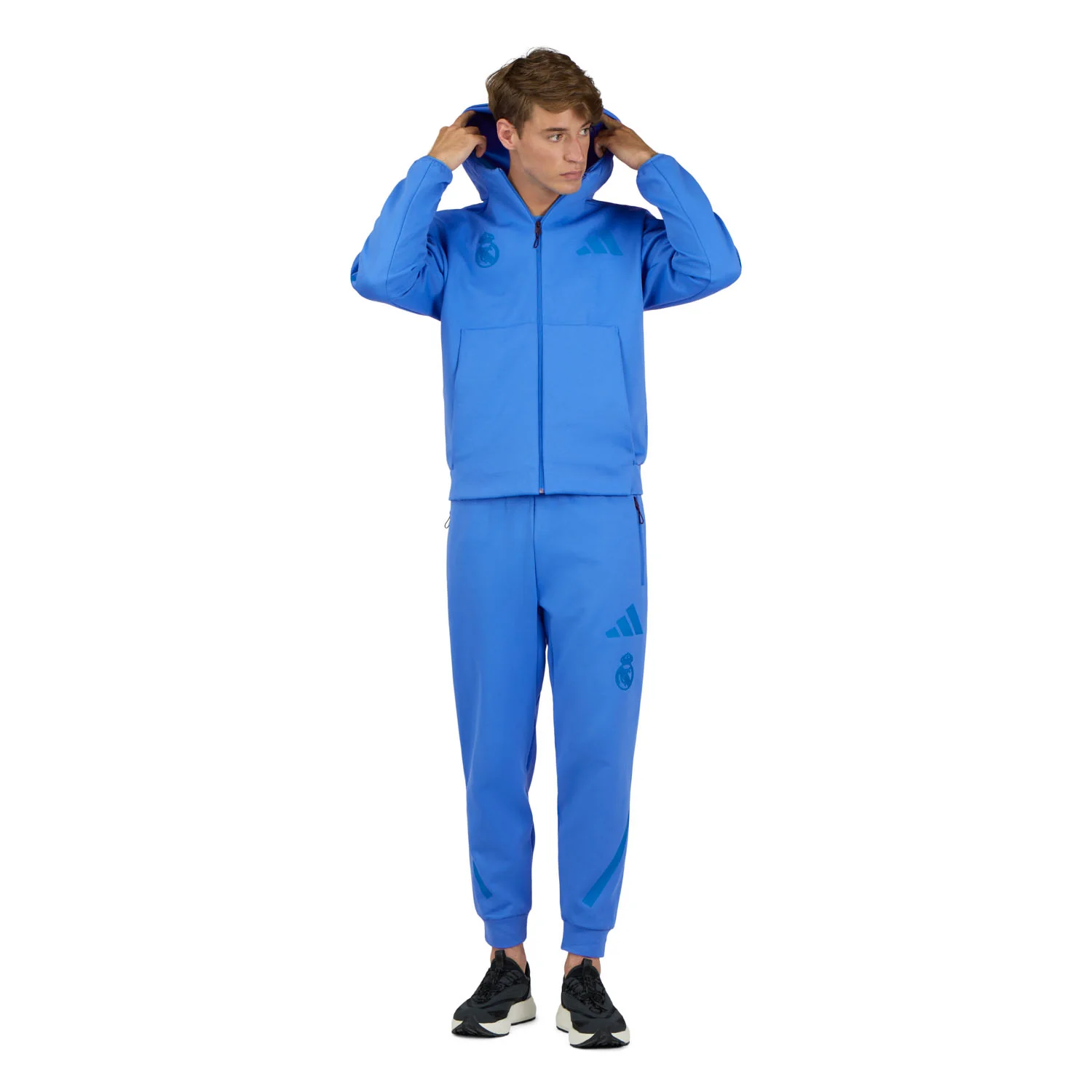 Mens adidas Real Urban Z.N.E. Full Zip Hoodie Blue - Image 4