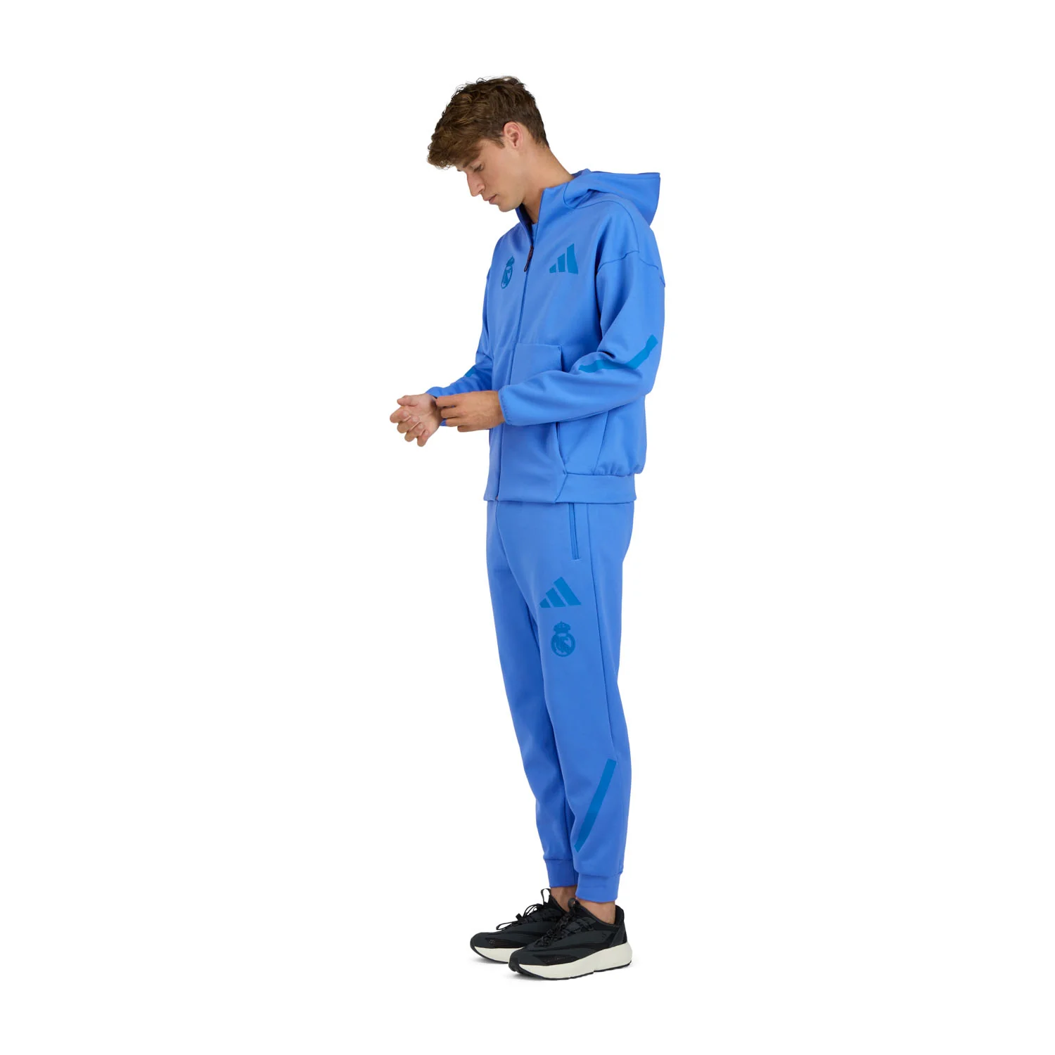 Mens adidas Real Urban Z.N.E. Full Zip Hoodie Blue - Image 5
