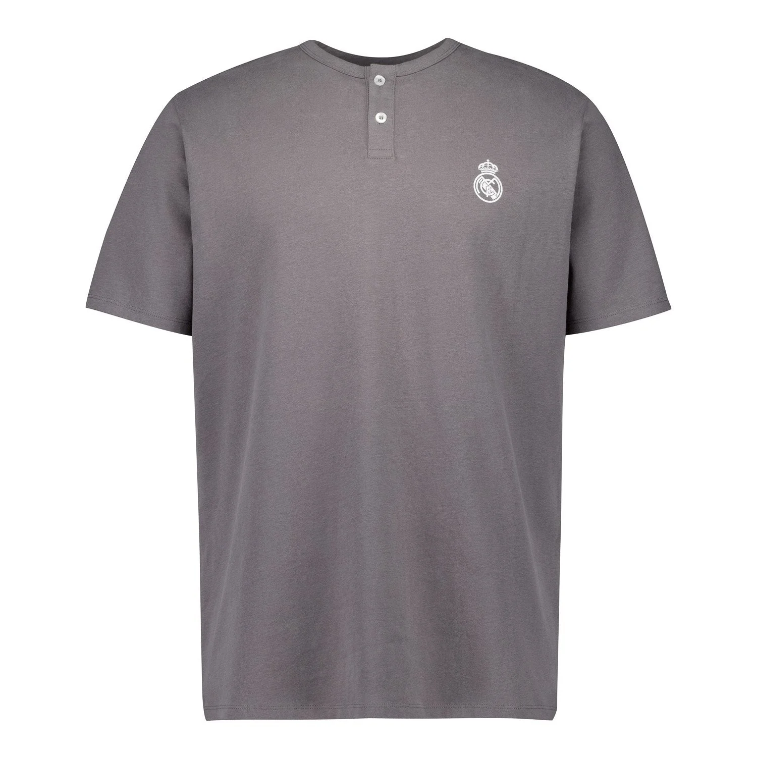 Mens Real Madrid White Dreams Pijama Set Henley Shorts Grey - Image 2