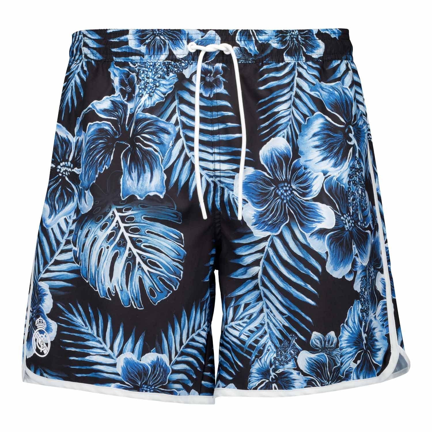 Mens Real Madrid Flower Print Blue Swimshorts