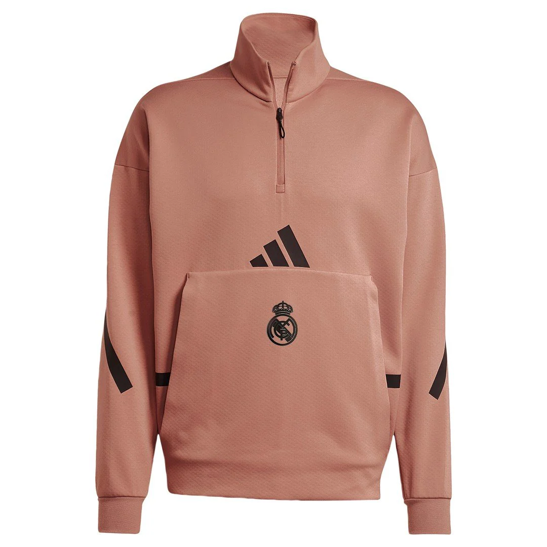Mens adidas Real Urban Half Zip Hoodie Brown