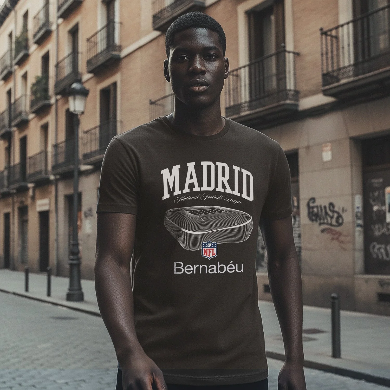 Men’s Bernabéu x NFL Stadium Black T-Shirt - Image 2