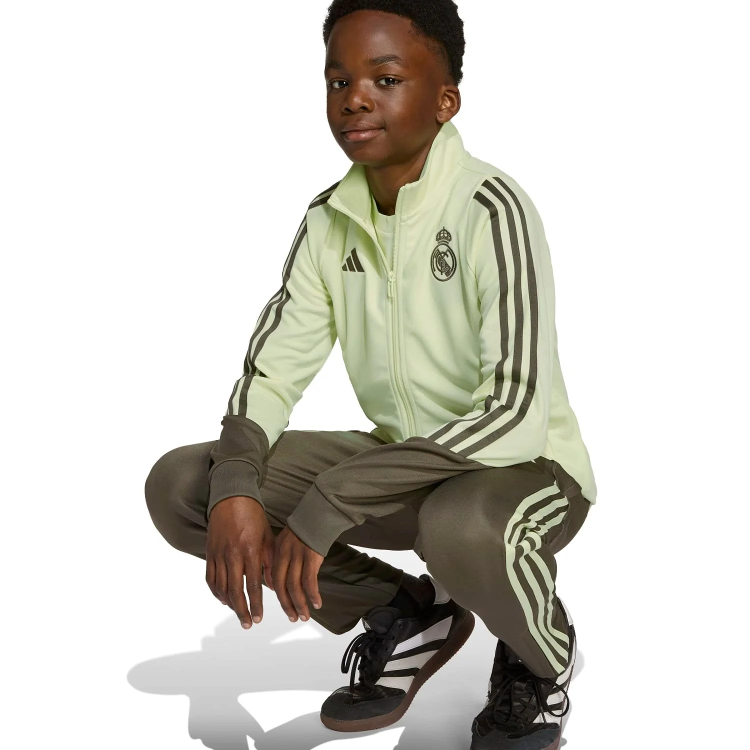 Kids adidas Training Tracksuit Pants 25/26 Dark Olive - Image 2